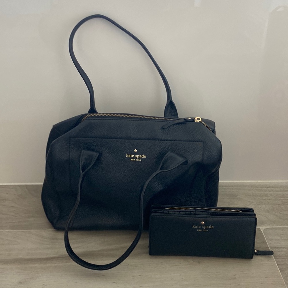 Kate Spade Leather Satchel w/ Matching Wallet